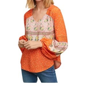 Anthropologie Maeve Ceresco Floral Paisley Long Sleeve Top Medium